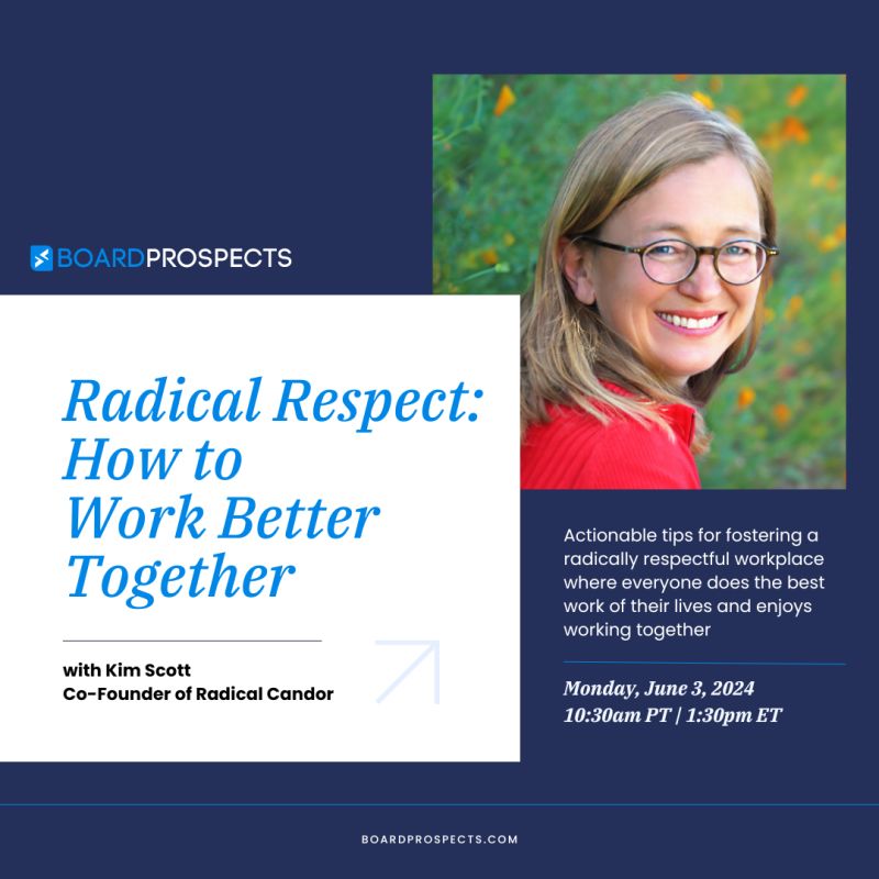 Don't miss my convo w/ Mark Rogers, @BoardProspects Founder & CEO, + Sukhinder Singh Cassidy, @Xero CEO & @theboardlist Founder 6/3 @ 1:30 pm ET/10:30 am PT. RSVP to learn how to create a #workplaceculture of #radicalrespect #webinar #authortalk bit.ly/3Vl0nIw