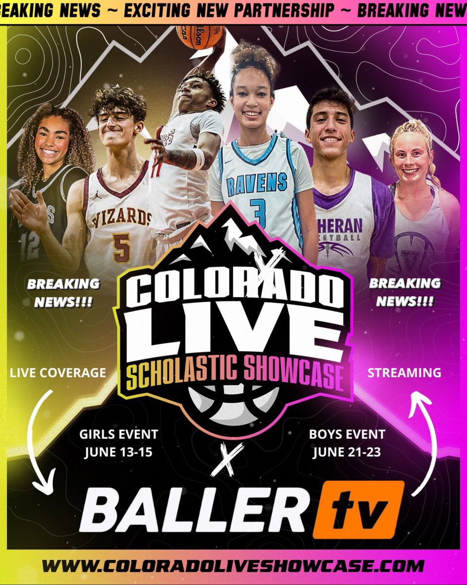 🚨BREAKING NEWS🚨 Colorado Live Showcase is partnering with @ballertv to live stream 🏀 coverage of both the ➡️ Girls Event June 13-15 And ➡️ Boys Event June 21-23 #coloradoliveshowcase #ballertv #liveperiod #recruitingjourney