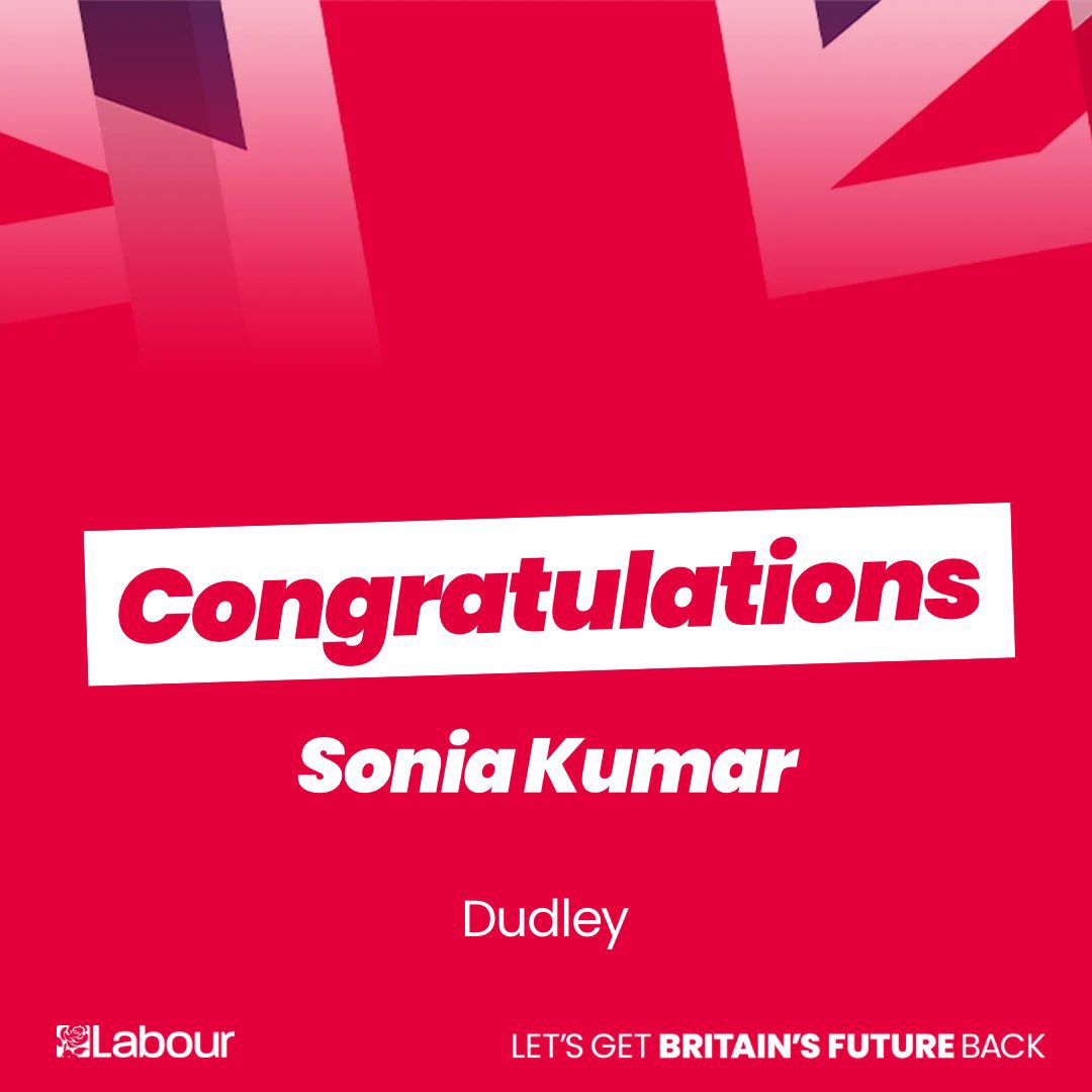 Congratulations @_SoniaKumar on being selected as Labour’s parliamentary candidate for Dudley🌹👏