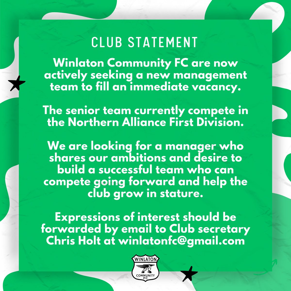 CLUB STATEMENT | New Managerial Role