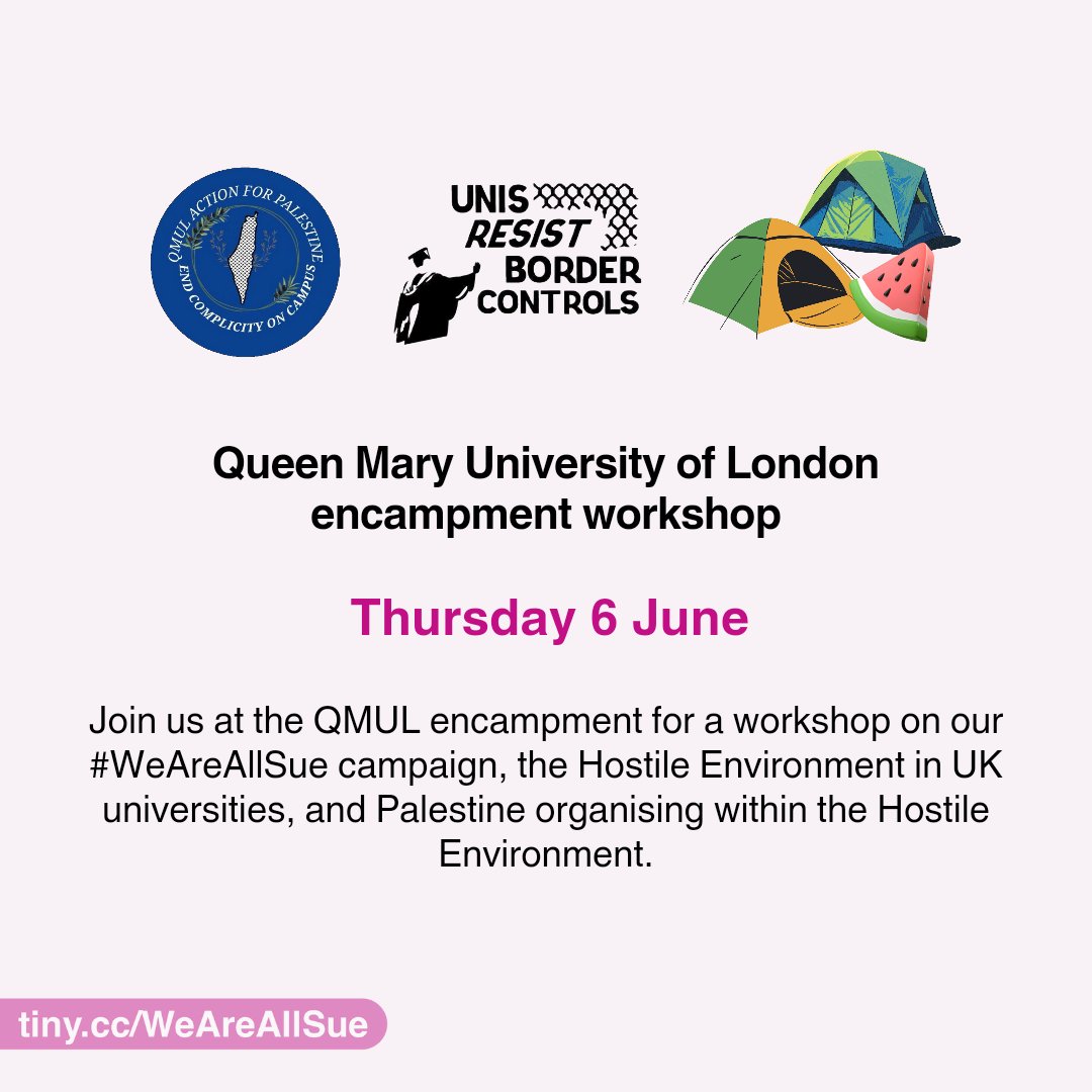 ⛺🍉 Encampment workshop at QMUL, 6 June 2PM Another workshop coming up at Queen Mary University of London! Join us outside the Queens' Building!