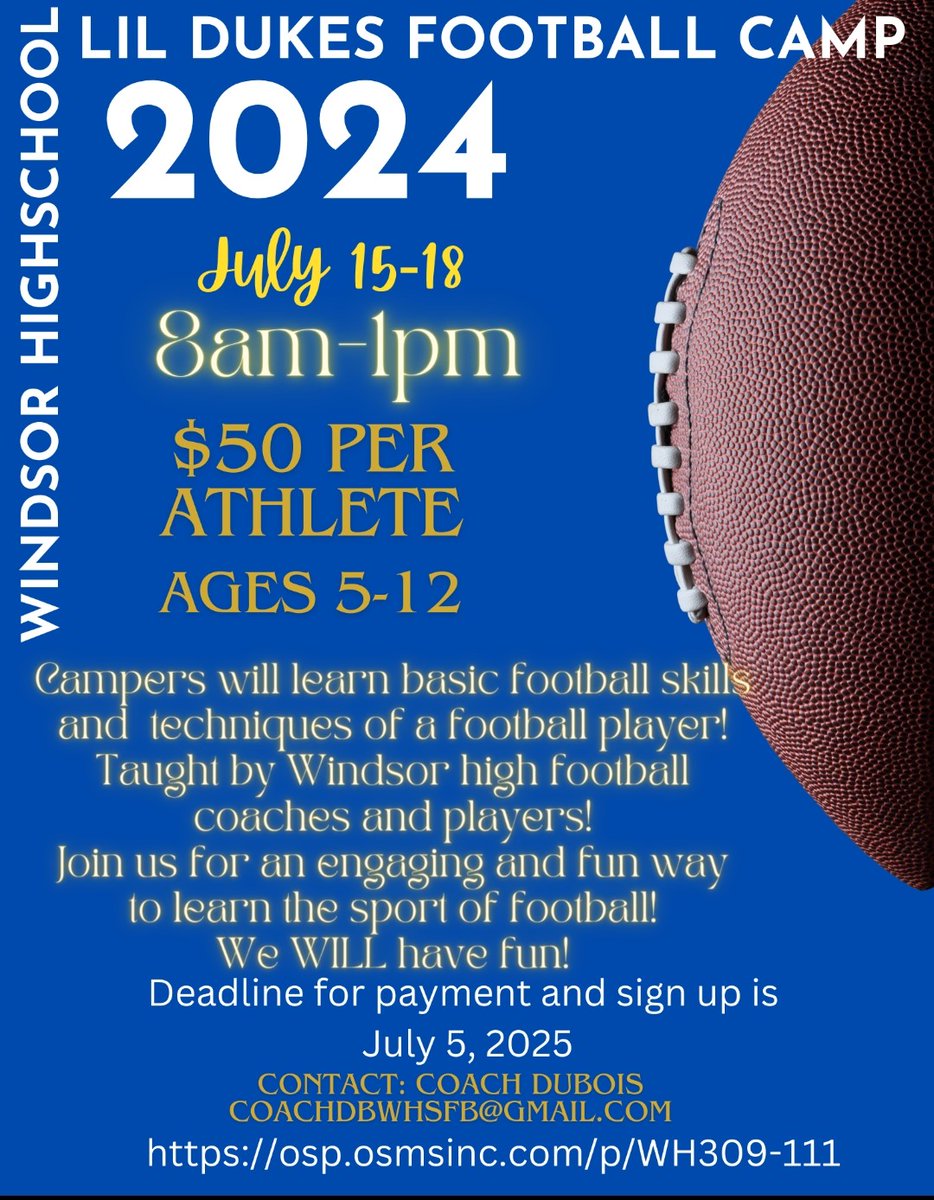 dukeswhs's tweet photo. Don't miss the great opportunity for our Lil' Dukes this summer!
@WHSDukesAth https://t.co/O9GV980Vld