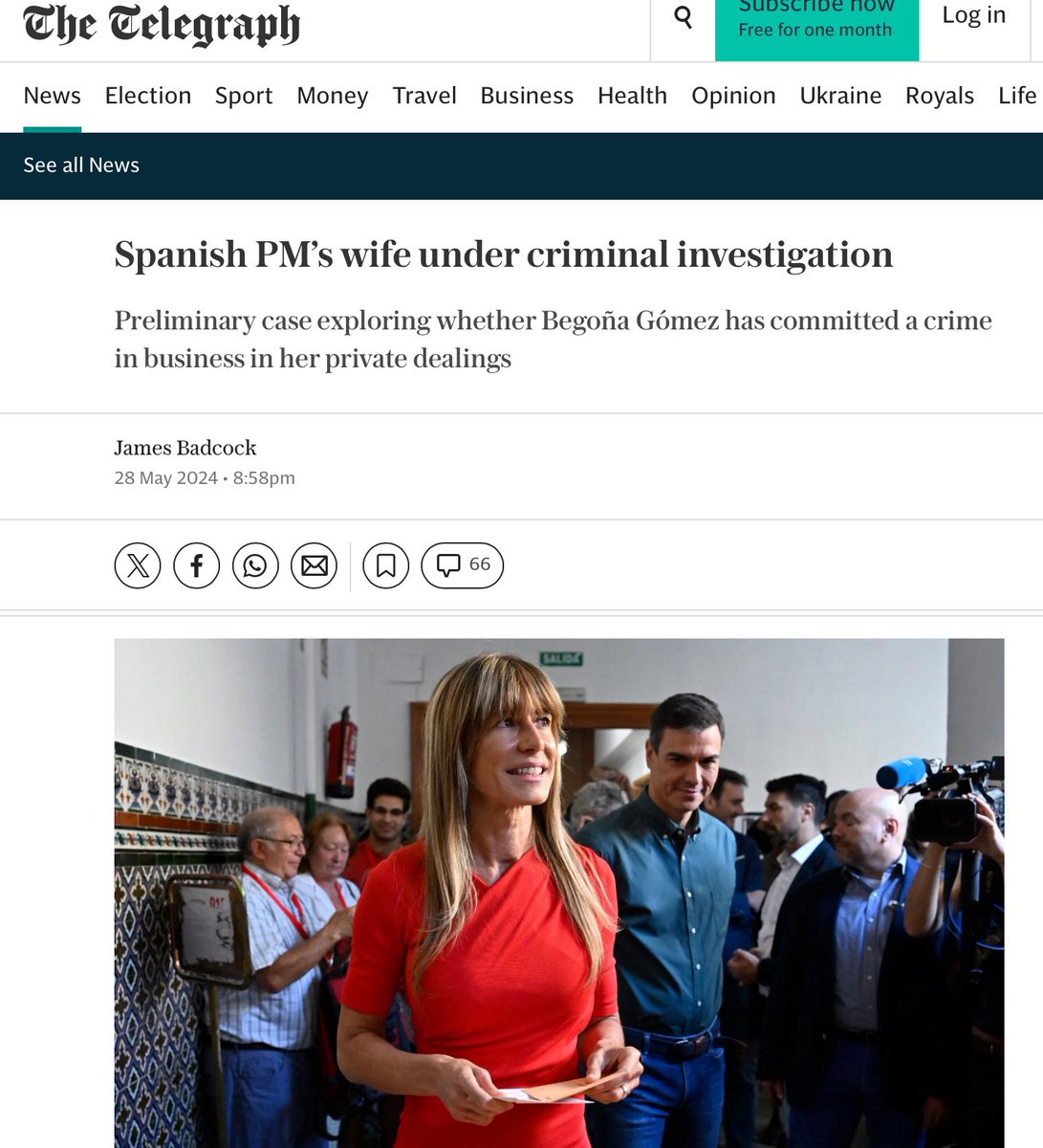 “La esposa del Primer Ministro de España bajo investigación criminal” The Telegraph No tenéis vergüenza socialistas y comunistas. #SánchezDimisión