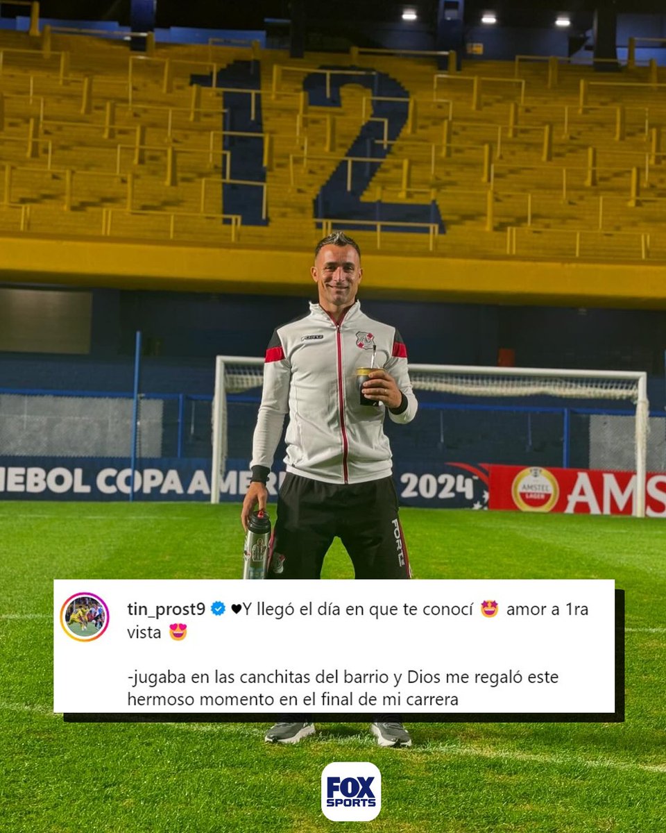 #CONMEBOLSudamericana | 'Y llegó el día en que te conocí amor a primera vista', el posteo de Martín Prost, delantero de Nacional Potosí, a un par de horas de jugar frente a Boca en la Bombonera.

#FoxSportsArgentina