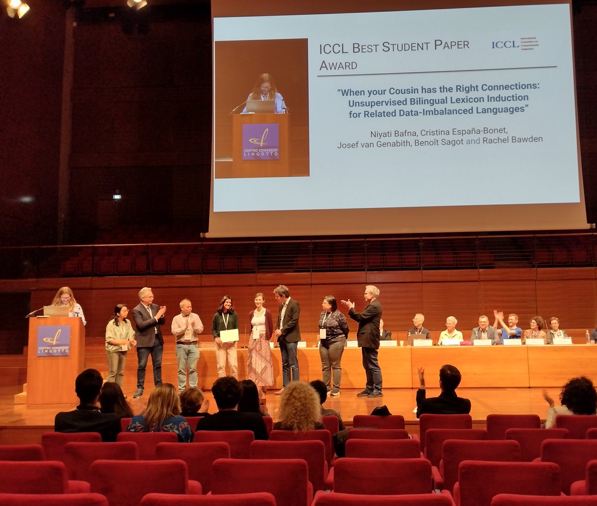 Inria Paris NLP (ALMAnaCH team) (@inriaparisnlp) on Twitter photo 🏆Best student paper award at #LRECCOLING2024!
Congratulations to <a href="/BafnaNiyati/">Niyati Bafna</a> (<a href="/jhuclsp/">JHU CLSP</a>), co-supervised by <a href="/bensagot/">Benoît Sagot</a> & <a href="/RABawden/">Rachel Bawden</a> (from <a href="/inria_paris/">Centre Inria de Paris</a> & <a href="/InstitutPrairie/">PRAIRIE Institute</a>) and Cristina España-Bonet & Josef van Genabith (from <a href="/DFKI/">DFKI</a>) 🏆Best student paper award at #LRECCOLING2024!
Congratulations to <a href="/BafnaNiyati/">Niyati Bafna</a> (<a href="/jhuclsp/">JHU CLSP</a>), co-supervised by <a href="/bensagot/">Benoît Sagot</a> & <a href="/RABawden/">Rachel Bawden</a> (from <a href="/inria_paris/">Centre Inria de Paris</a> & <a href="/InstitutPrairie/">PRAIRIE Institute</a>) and Cristina España-Bonet & Josef van Genabith (from <a href="/DFKI/">DFKI</a>)