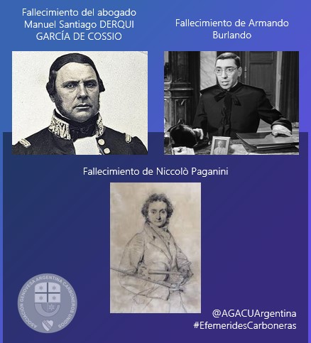 #efemeridescarboneras 
27/5/1840 Fallece en Niza el violinista Niccolò Paganini

27/5/2011 Fallece el actor y actor de doblaje genovés Armando Burlando que usó el nombre artístico de “Armando Bandini”.

#efemeridesdehoy #Violinista #Paganini #derqui #ArmandoBurlando #agacu