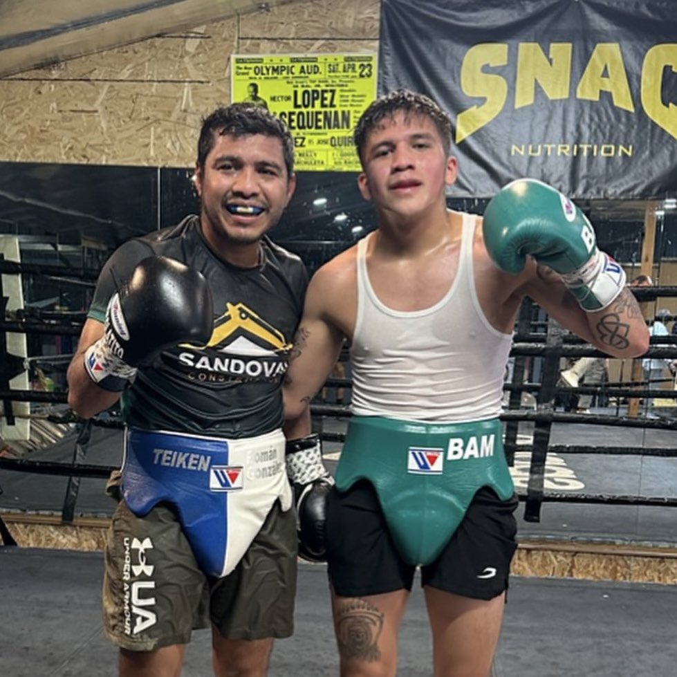 Jesse ‘Bam’ Rodriguez sparring with Roman ‘Chocolatito’ Gonzalez today ahead of his fight vs Juan Estrada on June 29th…
