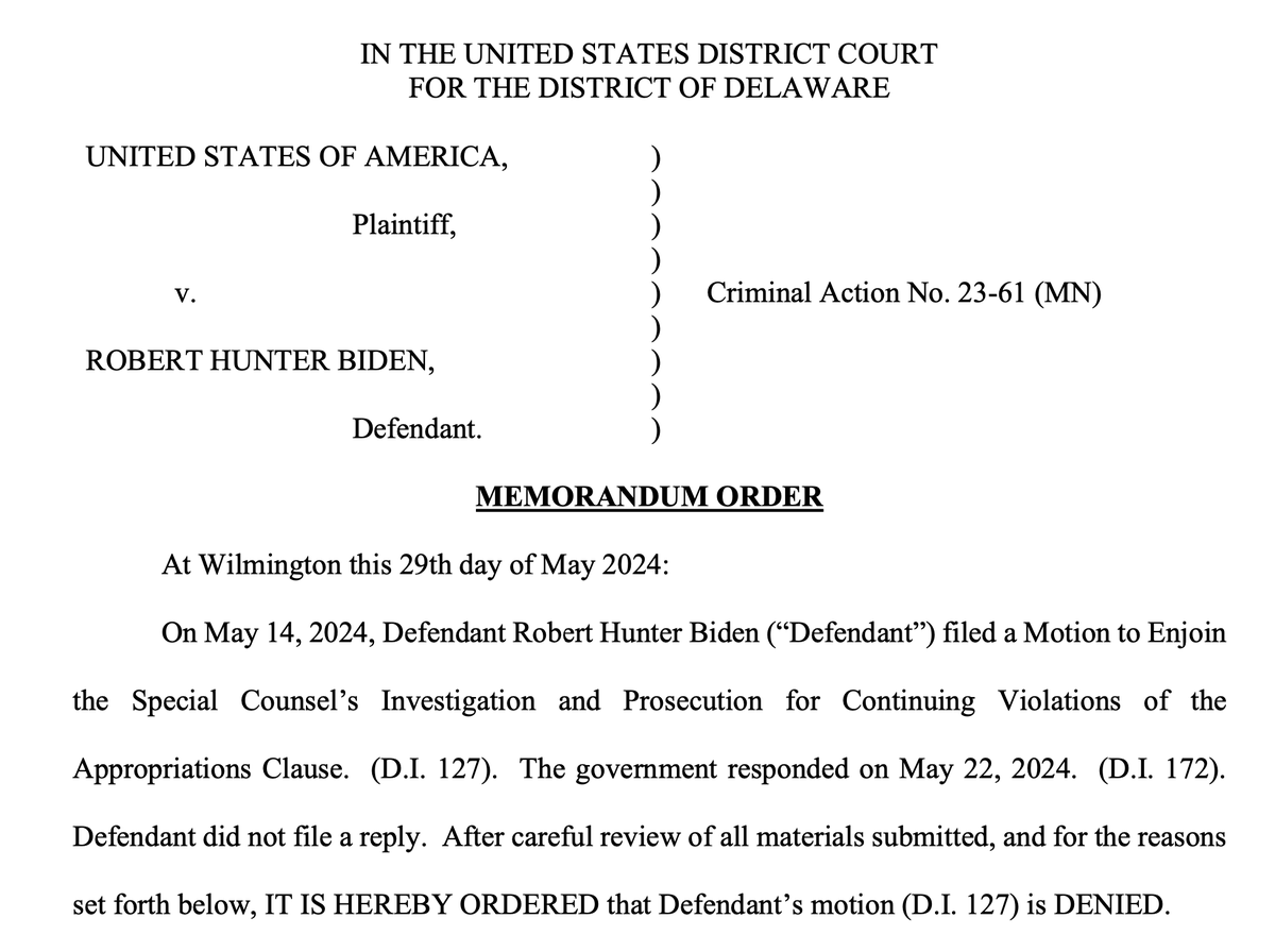 Hunter Biden's last-ditch legal efforts to stop his gun felony trial in Delaware just failed.