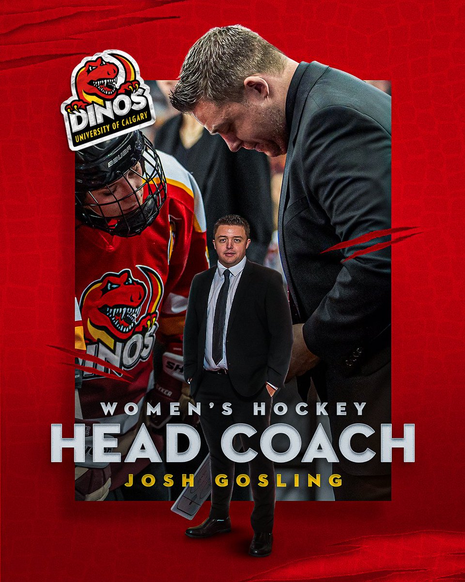 UCDinos's tweet photo. I̶n̶t̶e̶r̶i̶m̶ Head Coach!

After taking over as interim head coach early last season, Josh Gosling has been named the permanent head coach for the @DinosWHKY Joan Snyder Program of Excellence!

#GoDinos https://t.co/fgh3LeLUjx