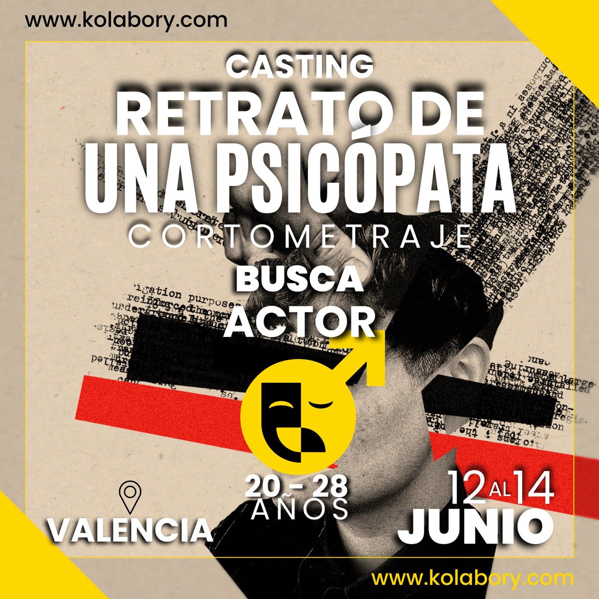 ¡CASTING!

Se busca ACTOR para representar a un paciente con esquizofrenia este 12 de Junio en Valencia ¡Consigue el papel!

¡Participa en el proyecto desde Kolabory.com!

¡¡COMPÁRTELO CON TUS AMIGOS ACTORES!!