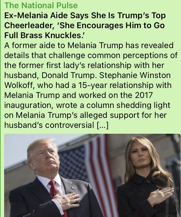 WHEN THEY HIT YOU, HIT THEM BACK 10X HARDER! 

HOORAY, MELANIA!

NEW: Ex-Melania Aide Says She Is Trump's Top Cheerleader, 'She Encourages Him to Go Full Brass Knuckles.'

TRUMP BOOMERANG ON THESE CORRUPT DAs and JUDGES! 

thenationalpulse.com/2024/05/29/ex-…