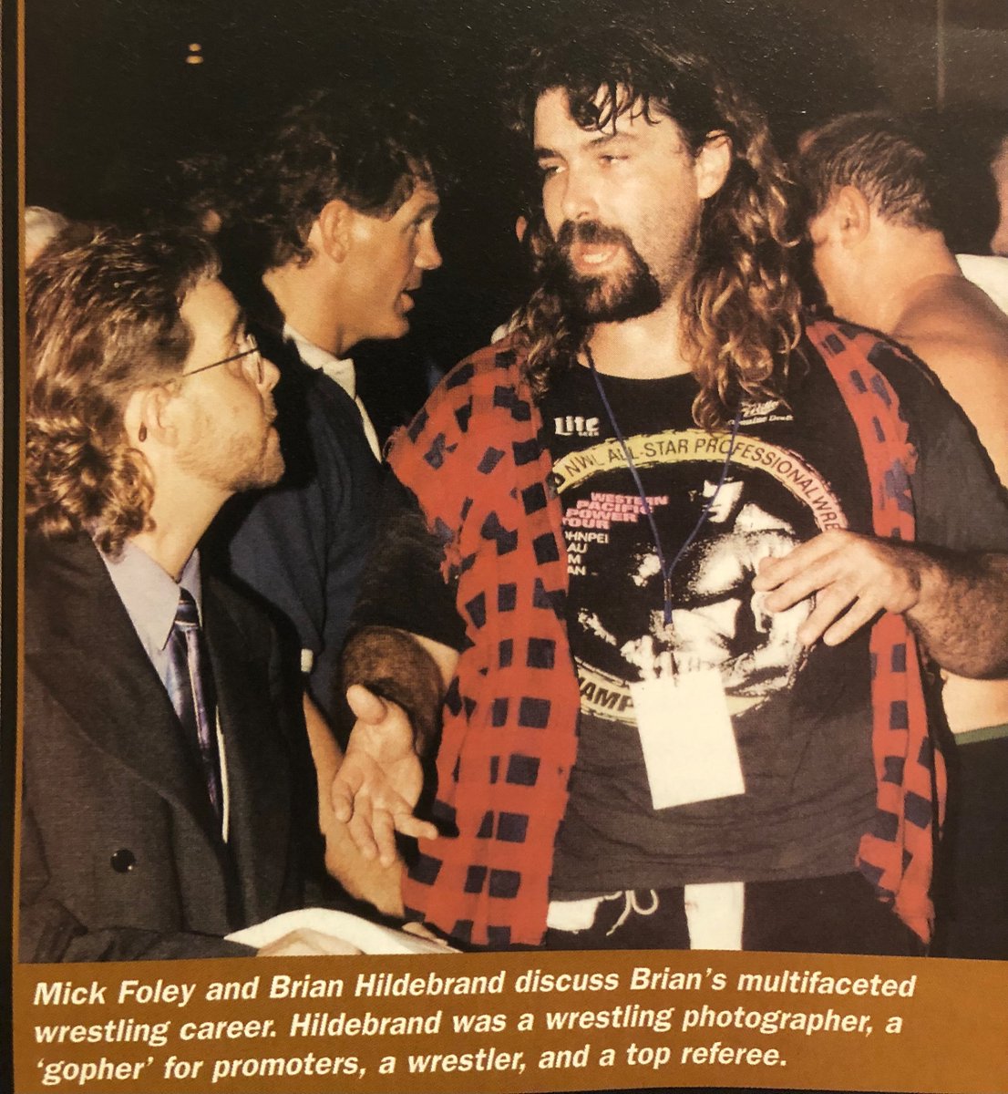 Brian Hildebrand and Mick Foley at “Curtis Comes Home” fundraiser for Brian.  From WOW magazine issue 8.

#brianhildebrand #mickfoley #markcurtis #wrestling #attitudeera #classicwrestling #90swrestling #wcw #curtiscomeshome #smw #wrestlingreferee #wowmagazine