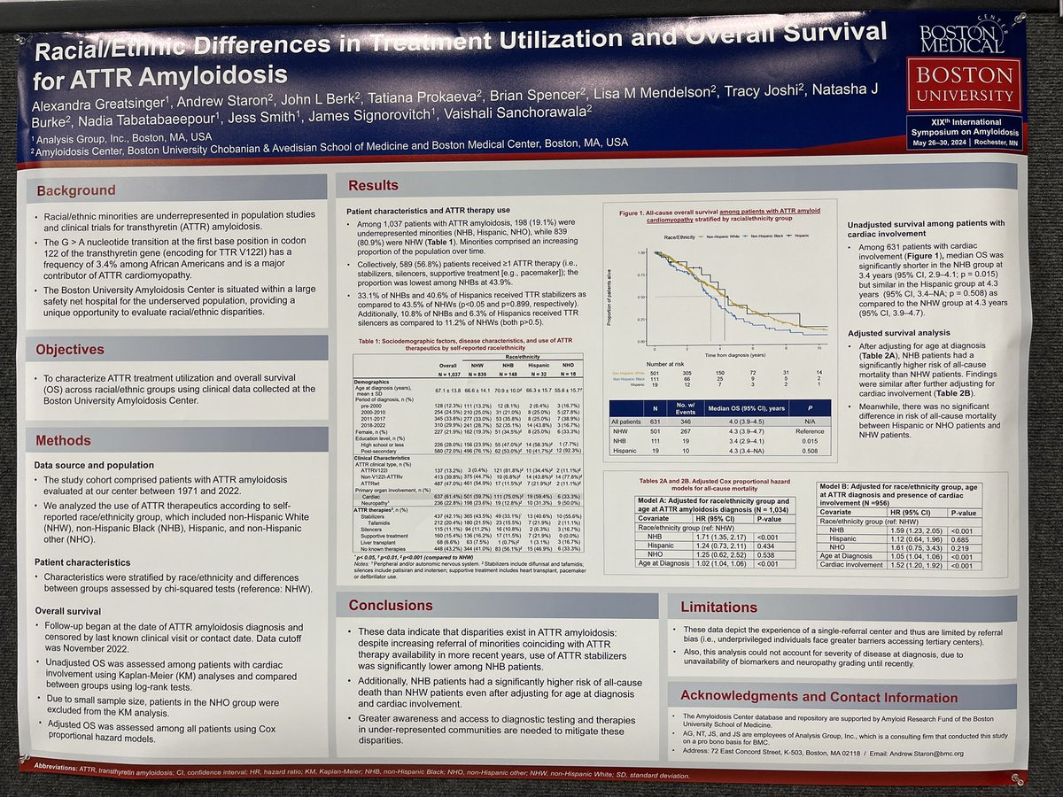 Omar K. Siddiqi, MD, FACC (@omarsiddiqi) on Twitter photo A description of disparities in treatment utilization and outcomes in ATTR cmpy by self described race/ethnicity: the <a href="/BU_Amyloidosis/">BU Amyloidosis Center</a> experience <a href="/a_staron/">Andrew Staron</a> <a href="/TracyAJoshi/">Tracy Joshi</a> <a href="/vsanchorawala/">Vaishali Sanchorawala</a> A description of disparities in treatment utilization and outcomes in ATTR cmpy by self described race/ethnicity: the <a href="/BU_Amyloidosis/">BU Amyloidosis Center</a> experience <a href="/a_staron/">Andrew Staron</a> <a href="/TracyAJoshi/">Tracy Joshi</a> <a href="/vsanchorawala/">Vaishali Sanchorawala</a>