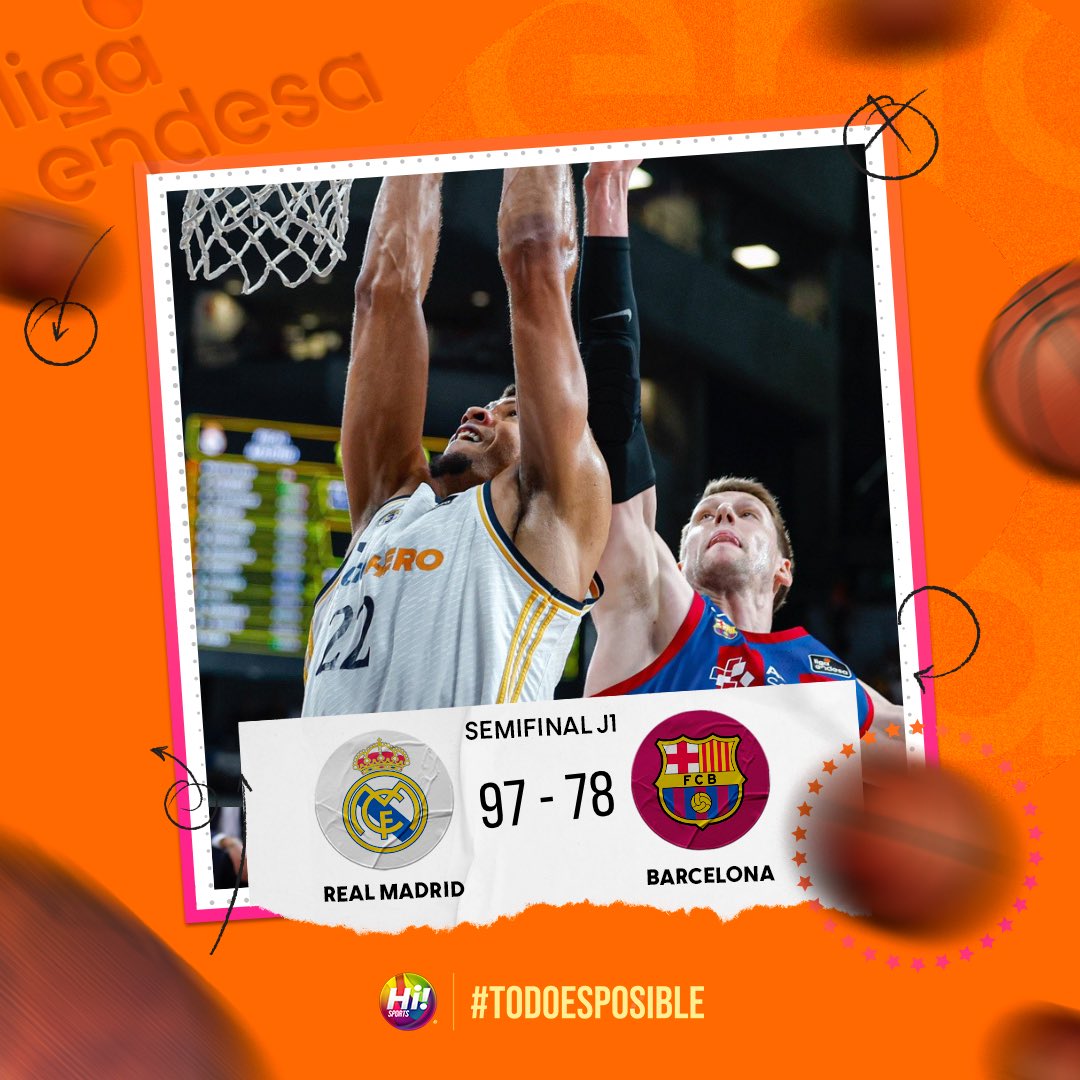 ¡VICTORIA MERENGUE! ⚪️ 🏀 El Real Madrid vence 97-78 al Barcelona y ya está con un pie dentro de la GRAN FINAL de la @acbcom. 🎙️: @soyrotorres y @feragarr #TodoEsPosible #LigaEndesa