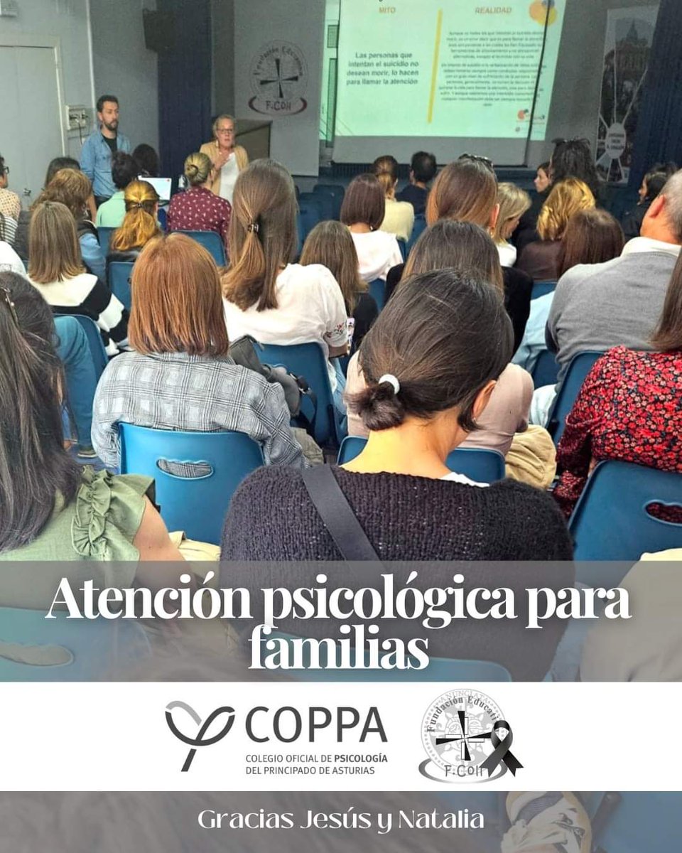 Acompañando a las familias del FEFC Colegio Virgen Mediadora Dominicas Gijón con un taller de prevención de la conducta suicida y manejo del duelo, junto a mi compañera Natalia Lorenzo. Psicología 
Gracias al centro escolar por su implicación y actuación en estos duros momentos