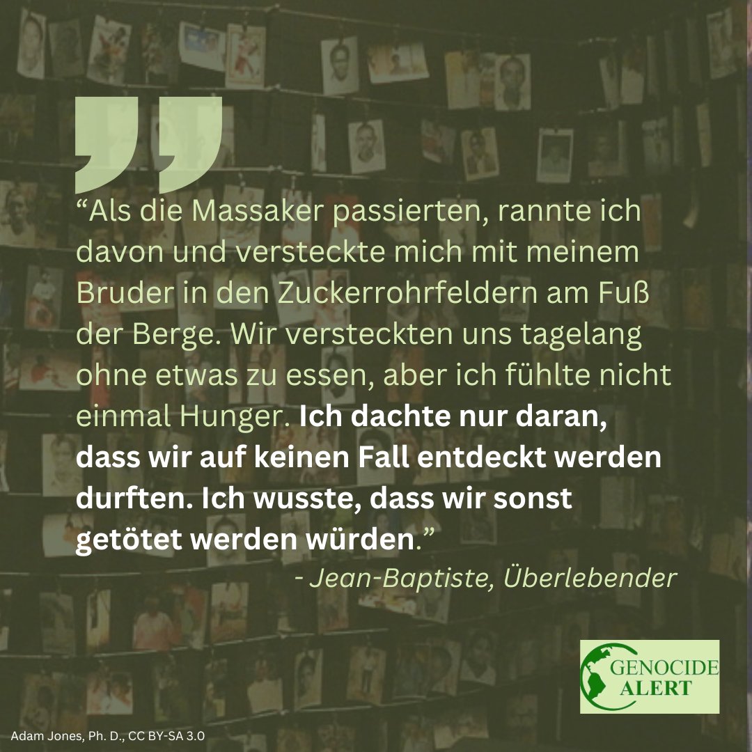 Tag 61/100 #100TageZusehen: Der Völkermord in #Ruanda 1994 #HeuteVor30Jahren #OnThisDay #Kwibuka30

Weitere Informationen: genocide-alert.de/projekte/100-t…

#VölkermordPrävention #KeinVergessen #genprev #Menschenrechte #NieWieder