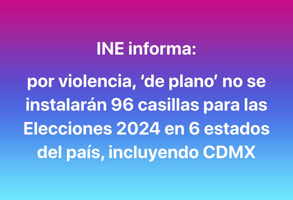 #Elecciones2024EF | Guadalupe Taddei, consejera presidenta del INE, explicó que, entre las razones para no instalar los centros de votación en las #Elecciones2024MX está el tema de la violencia. 

 1/3