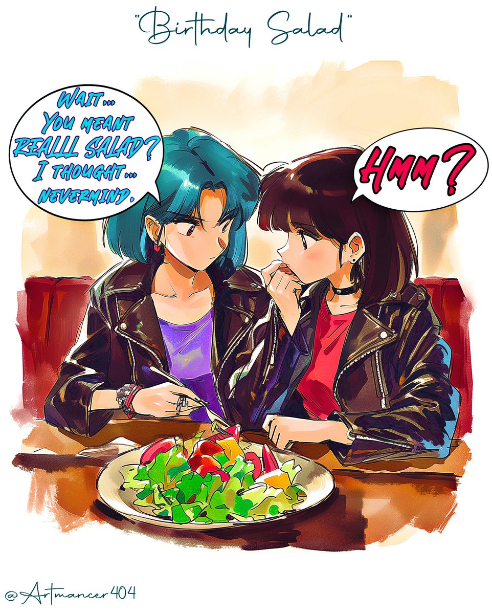 🎂‼️Happy Birthday @Hedinft‼️🎂 . The BEST thing about having artist friends, is that we can create art of our adventures! Today on Glitch Island, @QueenGlitchAI finally tried Hedi’s favorite salad, but it seems she may have had other birthday plans in mind 🤣🎂 HAPPY BDAY‼️🏝️