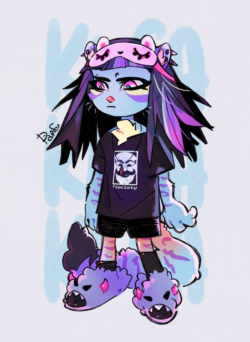 My oc Kisa. I had few ideas as what to put on her tshirt, but decided to put a logo from my favourite tv series, since I'm sure she would enjoy it