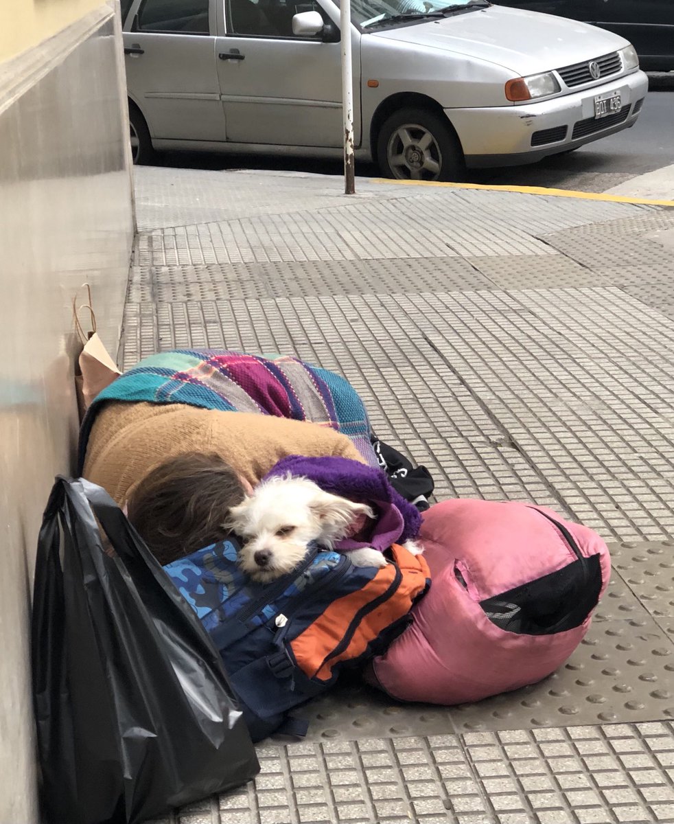 ⁦@jorgemacri⁩ nuevamente te mando la imagen de otra persona que vive en la esquina de casa con su perrito. Nunca irá a un refugio sin El , su única familia.El frío ☃️ duele # Belgrano