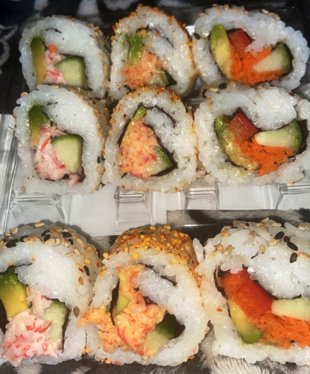 california roll, spicy calfornia roll, & veggie roll