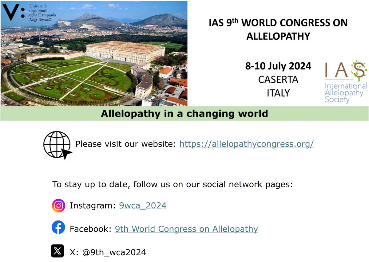 40 days to go! ⏳
Looking forward to seeing you in Caserta...
allelopathycongress.org