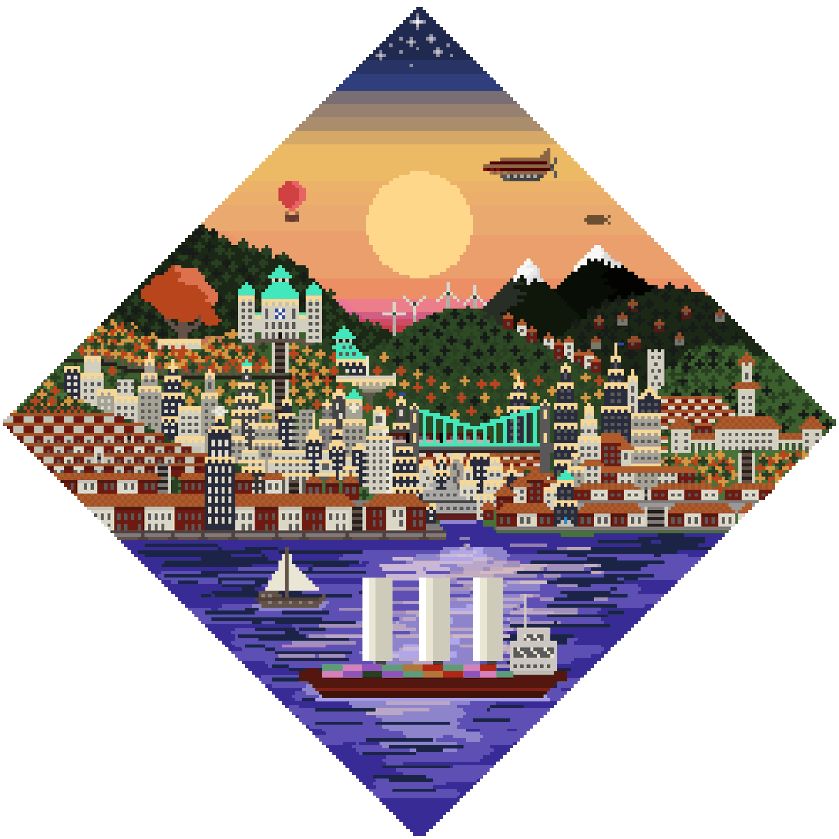 Solarpunk Cities - The entire collection (for now?) #Pixelart #ドット絵 #aseprite