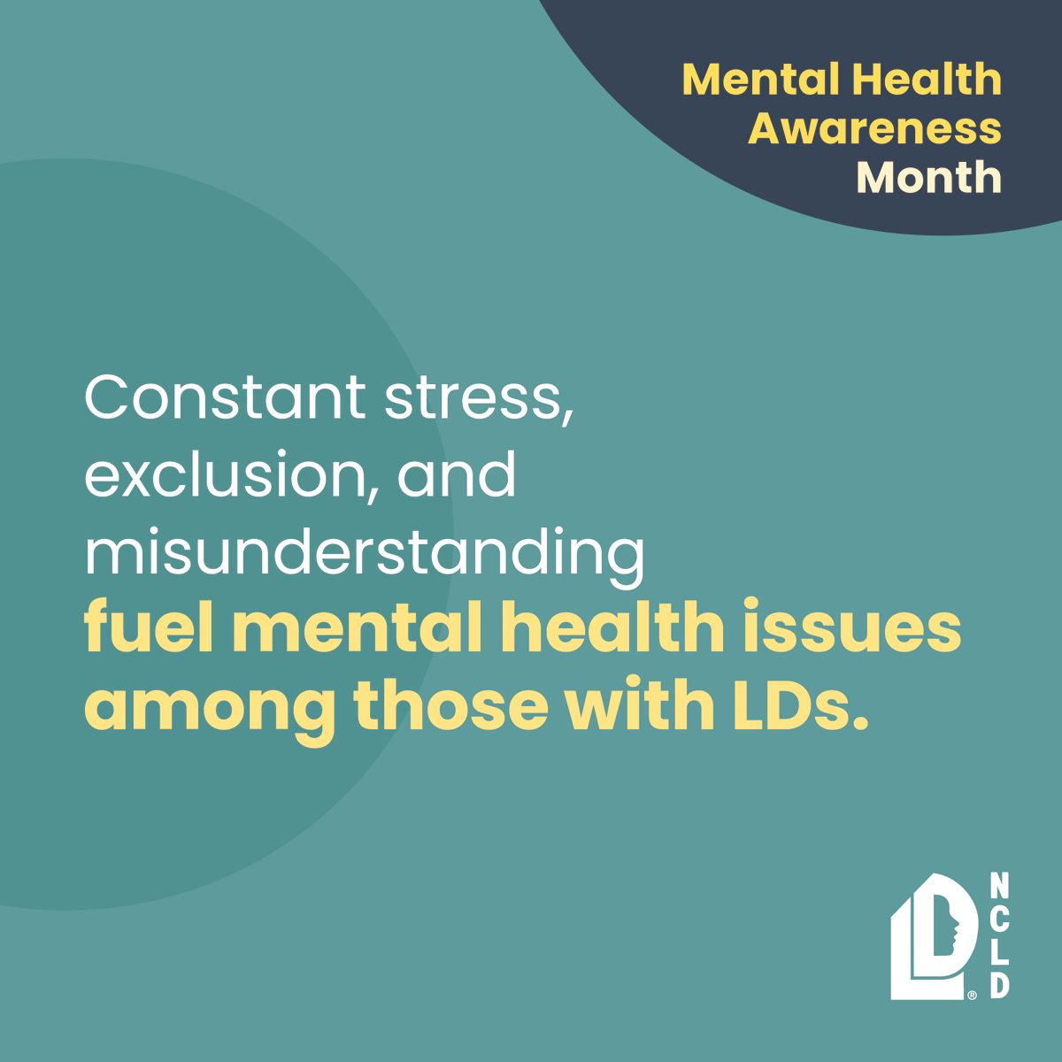Why are we failing our learners with disabilities? Stress, exclusion &amp; misunderstanding fuel mental health issues among those with LDs. This #MentalHealthAwareness Month, let’s push for systemic changes that promote inclusion &amp; tailored support. What changes do you envision? 💬