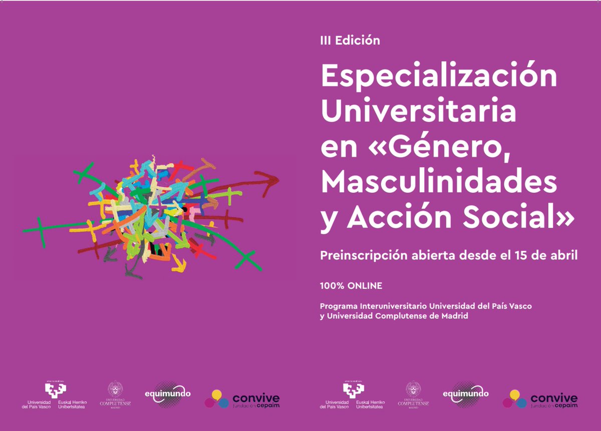 Hoy he recibido una llamada. 😊!Ya tengo reserva de plaza en el Posgrado en #Género, #Masculinidades y #AcciónSocial de la Universidad del País Vasco!  
El programa previsto que me han enviado es🔝
❤️Y por supuesto desde el  #TrabajoSocial