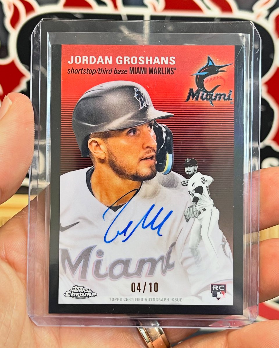 Jordan Groshans /10 Rookie Black Parallel Auto on the Low# for the Marlins today! 🔥🔥 @topps @fanatics #miamimarlins #marlins #mlb #baseballcards #toppschrome #groupbreaks #thehobby #boxbreaks #casebreaks #casebreaks #autograph #boom #collect