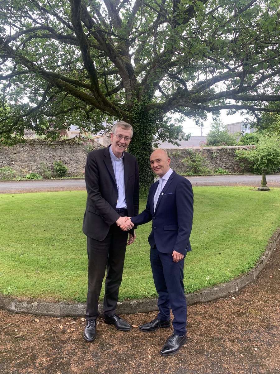 Delighted to earlier this evening meet with John Maye currently Principal of @DuiskeCollege to congratulate him on his appointment as Principal of @knockbegcollege and to wish him every blessing @KANDLEi @CatholicNewsIRL