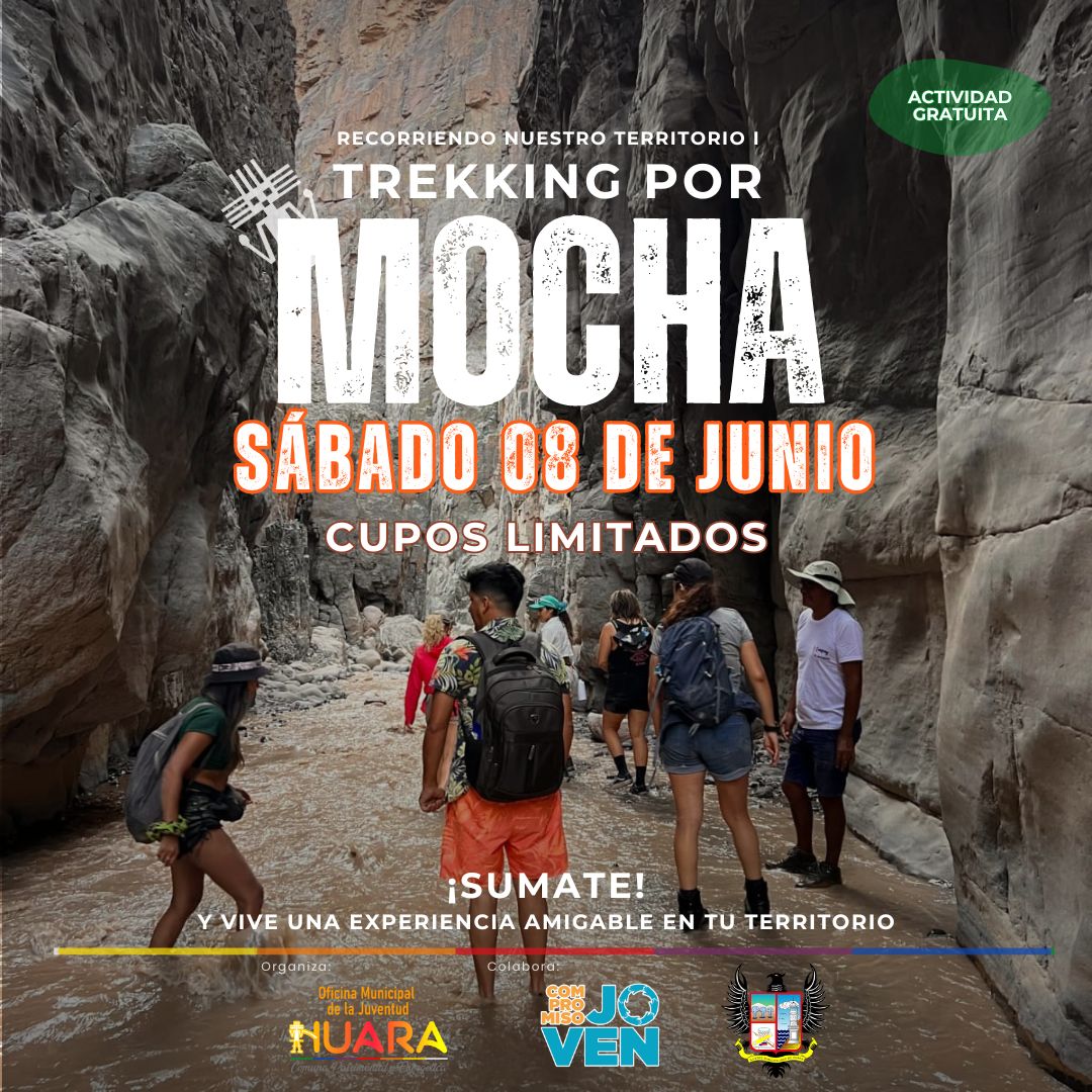 🏜¿Quieres conocer #Mocha? 

El sábado 8, realizaremos un trekking en esta mágica localidad, finalizando con un día de piscina en el Camping El Mocheño.

¡Es totalmente gratis!🙃

📄Inscripciones forms.gle/rEMJd2rwC7mLXR…

✴️Dirigido a jóvenes de 14 A 30 años.

#Iquique
#Tamarugal