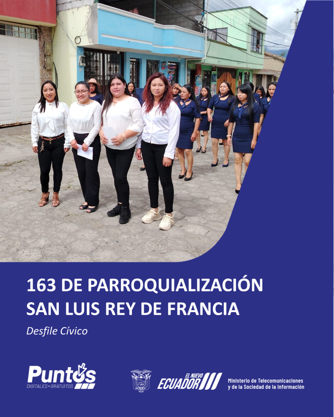 En este #29deMayo los #PuntosDigitalesGratuitos se hacen presentes en el desfile cívico por los 163 años de Parroquialización de San Luis Rey de Francia💚💛
#puntosdigitalesgratuitos #ElNuevoEcuador #MINTEL