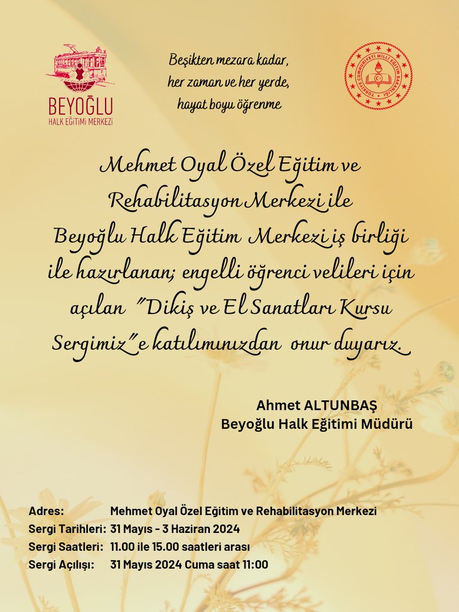 Sergimize bekleriz.
<a href="/tcmeb/">Millî Eğitim Bakanlığı</a> <a href="/mebhbogm/">MEB Hayat Boyu Öğrenme Genel Müdürlüğü</a> <a href="/cengizmete/">Cengiz Mete</a>
<a href="/istanbulilmem/">İstanbul İl Millî Eğitim Müdürlüğü</a> <a href="/MucahitYentur/">Murat Mücahit Yentür</a> <a href="/IstmemHBO/">İstmemHBO</a> <a href="/mem_ozturk/">Mustafa ÖZTÜRK</a> <a href="/beyogluilcemem/">Beyoğlu İlçe Milli Eğitim Müdürlüğü</a> <a href="/hnnbagci/">Hüseyin BAĞCI</a> <a href="/UniversalTeach5/">Universal Teacher</a> #hayatboyuyanındayız