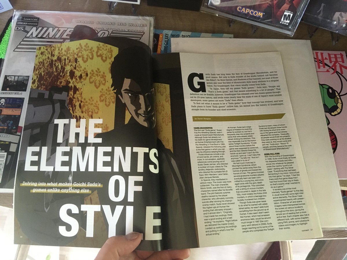 More new additions to the Grasshopper shrine! A decent copy of Nintendo Power #190 featuring Killer 7 on the cover, and a mint copy of Game Informer #307 that has a really nice interview with Suda51 inside.
#GrasshopperManufacture #Suda51 #Killer7 
<a href="/Grasshopper_EN/">Grasshopper Manufacture</a>
<a href="/Grasshopper_JP/">グラスホッパー・マニファクチュア</a>