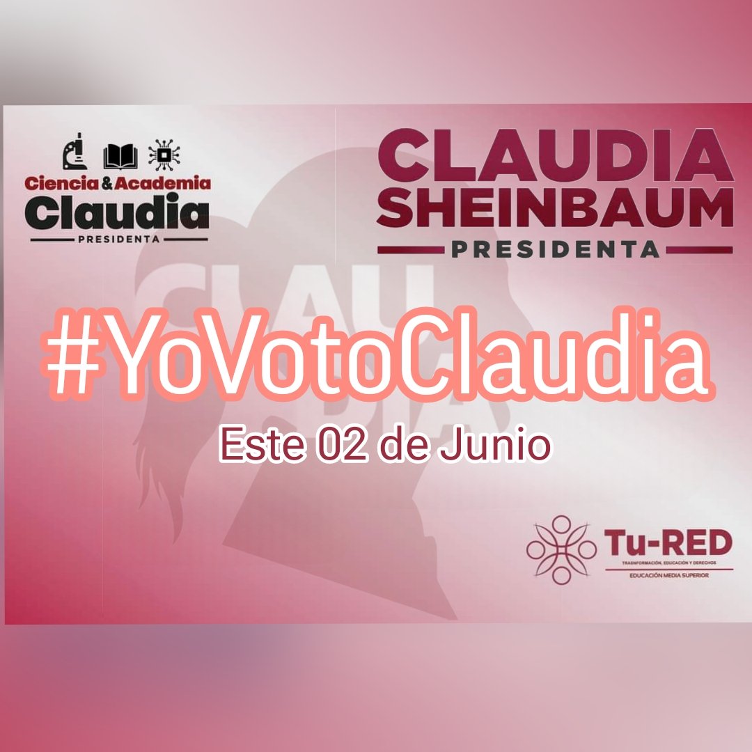 #YoVotoClaudia #ClaudiaPresidentaDeMéxico 
#MéxicoConClaudia 
@_TuRED @CyAcademia