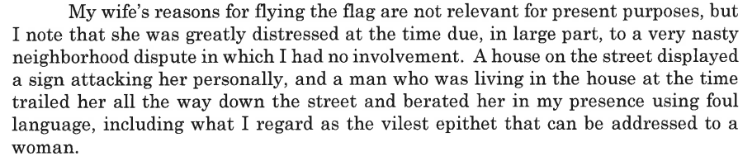 Underrated bit from the Alito letter: "Some guy called my wife a c*** in front of me, but I didn't get involved."