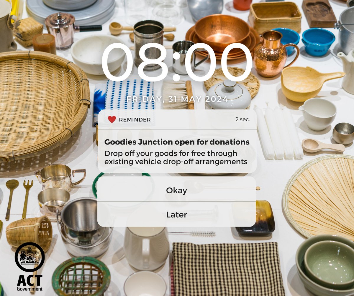 Changes are coming to the Mitchell and Mugga Lane Resource Management Centres. Goodies Junction, the ACT reusable facilities formerly operated by The Green Shed, will open on Friday 31 May. There will be some changes to operations until 1 July. More 👉 bit.ly/4c0Wazf
