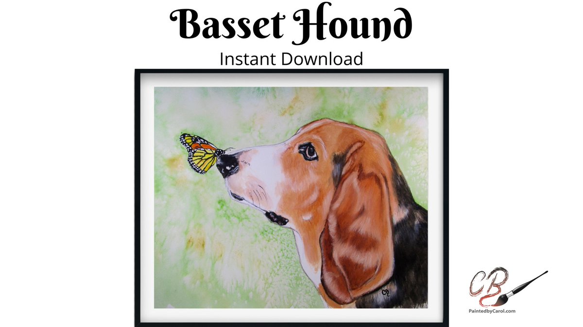 This sweet Basset Hound print is available as a digital download. Print it instantly, right at home! #BassetHound #Gifts etsy.me/3ArrdE4