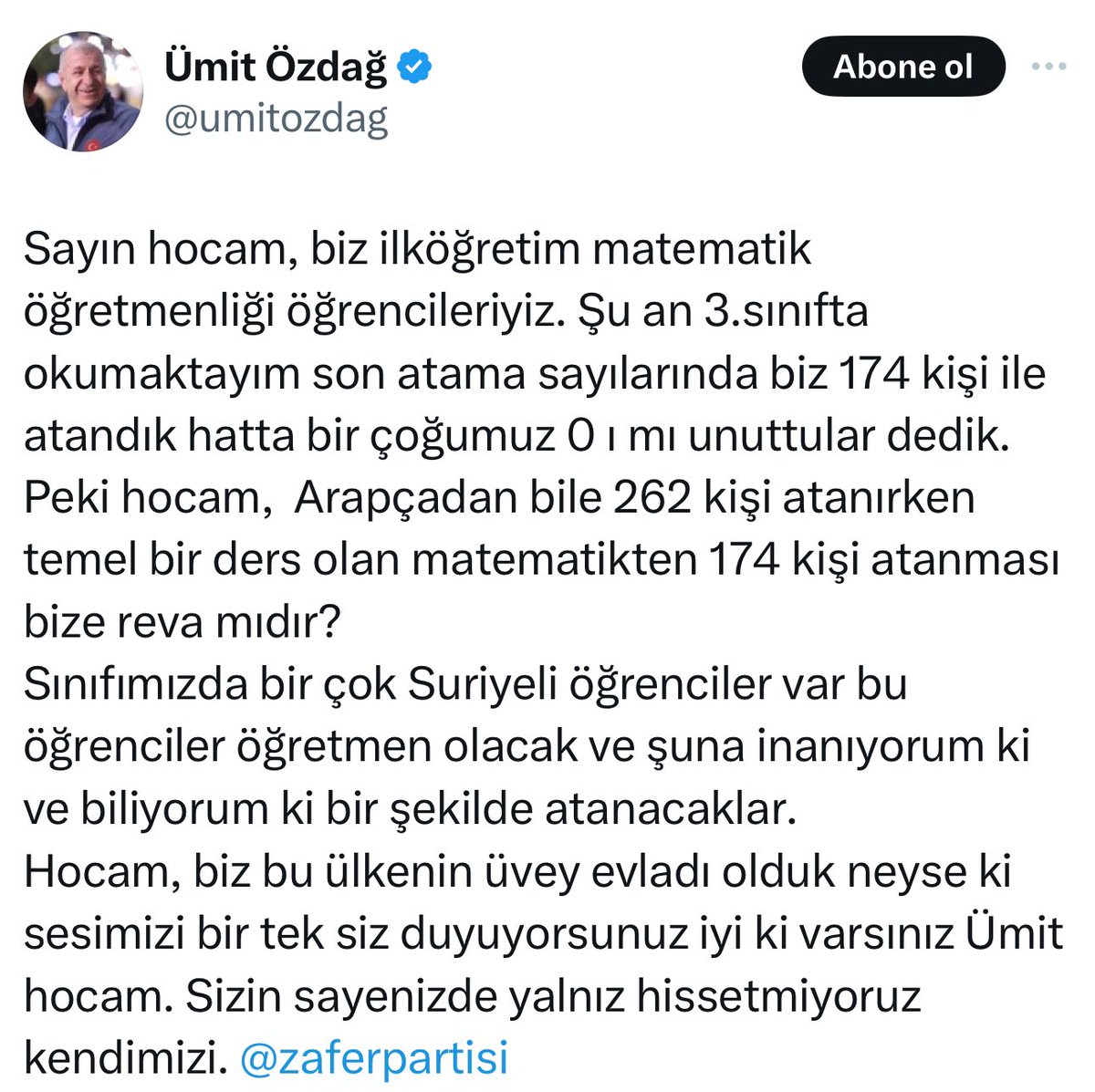 Ümit Özdağ’ın paylaşımı…