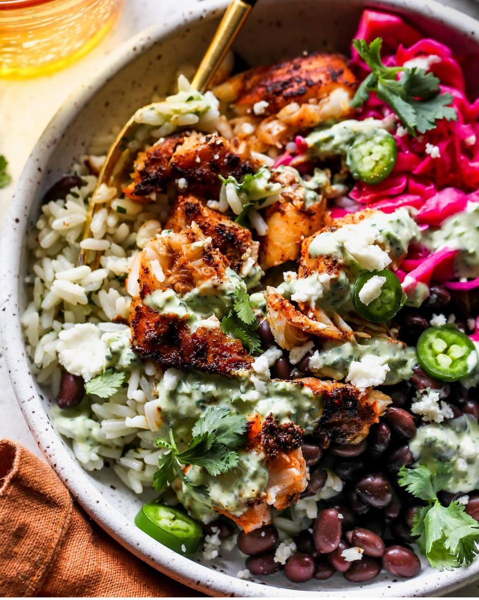 Blackened Fish Burrito Bowl.