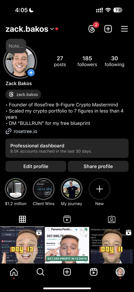 started a new IG profile

Currently up 60k in 13 days on my challenge account 

Don’t follow this account if you hate money