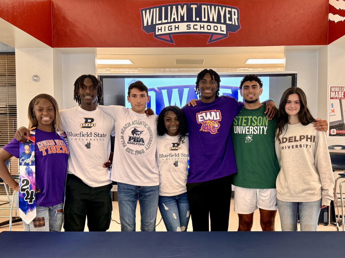 DwyerHS's tweet photo. Congratulations to the following Dwyer student-athletes who signed letters of intent today to continue their academics and athletics at the collegiate level!
#WeAreDwyer #PantherPride #CollegeReady https://t.co/eq8bZRjD1d