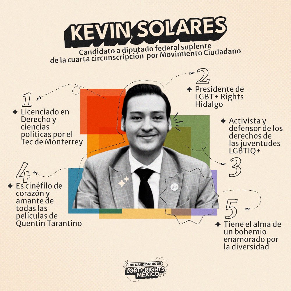 Kevin Solares Kaysser (@KevinSolKay) es candidato a Diputado Federal por representación proporcional en la cuarta circunscripción, representando a Hidalgo. 🏳️‍🌈 ¡Conoce más sobre él! 👇🏽