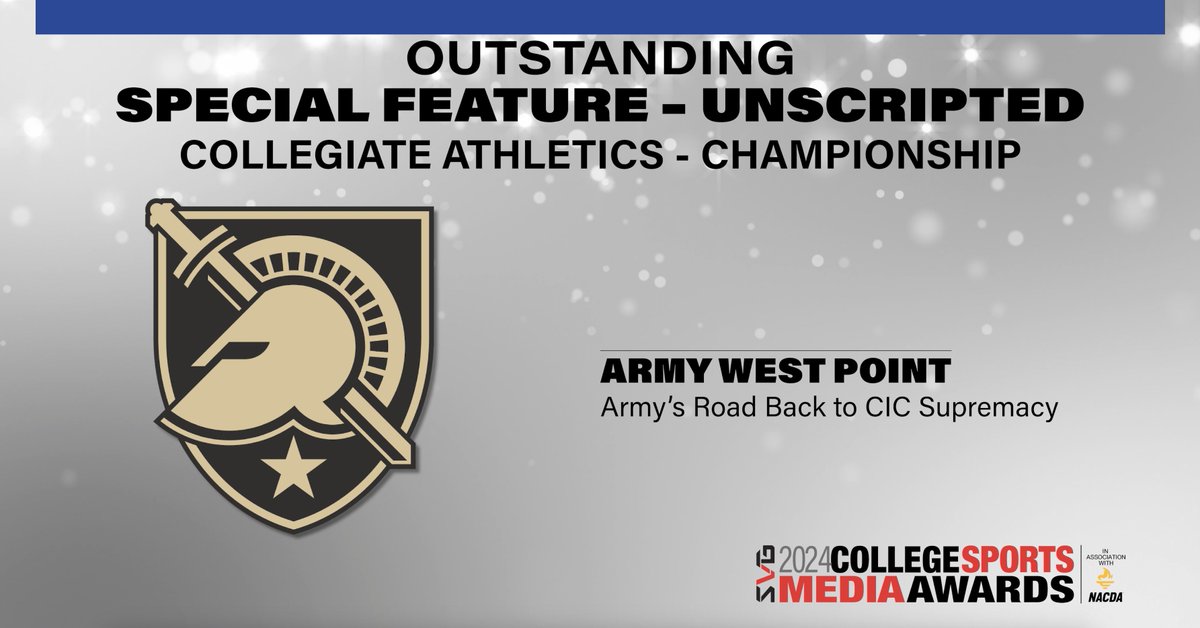 The winner of the SVG College Sports Media Award for Outstanding Special Feature – Unscripted in the Collegiate Athletics – Championship division: Army West Point | Army's Road Back to CIC Supremacy @GoArmyWestPoint