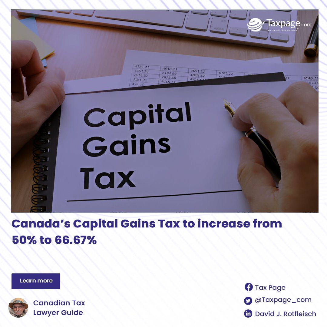 Canada’s Capital Gains Tax to increase from 50% to 66.67%

Amidst the uproar over the planned increase in the capital gains tax as a result of the last Federal budget, here’s a roundup of 7 related tax changes that may affect you:

#Taxpage #CapitalGainsTax #FederalBudget #Taxlaw