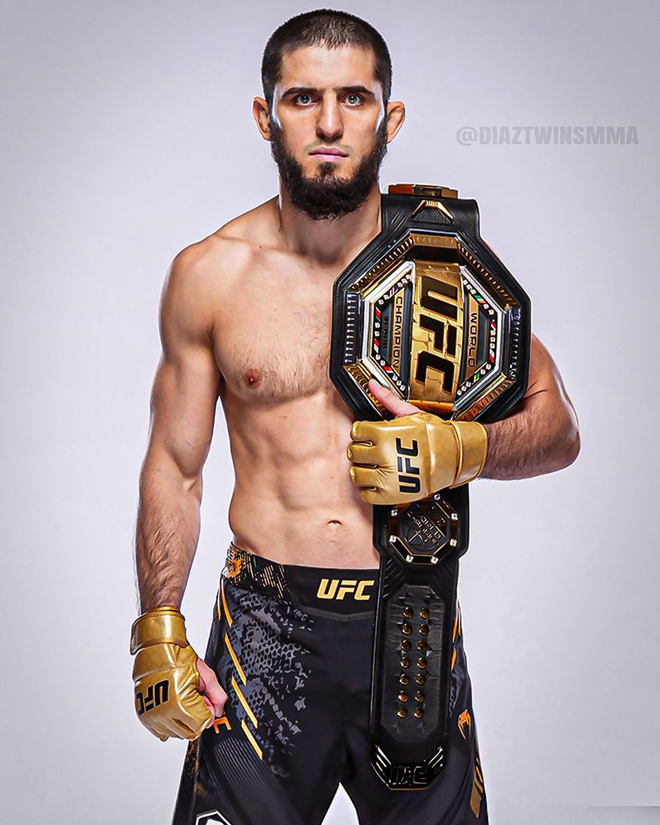 First look at Islam Makhachev with the new gold gloves! #UFC302