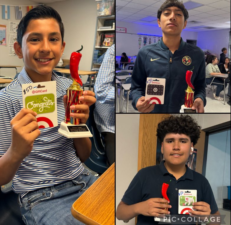 Sandra Elizabeth Camacho (@scamacho_srms) on Twitter photo And here are our three winners from Spanish AP Salsa Fest 2024. Thank you everyone that supported this event! Our students loved sharing their homemade salsas! 💚 🌶️
#TeamSISD
#LOTE_SISD
<a href="/SRMS_Generals/">Janet Carrillo</a>
@ENFlores_SRMS
<a href="/Woods_SRMS/">David Woods</a>
<a href="/ICastillo_SRMS/">Ileana Castillo</a> And here are our three winners from Spanish AP Salsa Fest 2024. Thank you everyone that supported this event! Our students loved sharing their homemade salsas! 💚 🌶️
#TeamSISD
#LOTE_SISD
<a href="/SRMS_Generals/">Janet Carrillo</a>
@ENFlores_SRMS
<a href="/Woods_SRMS/">David Woods</a>
<a href="/ICastillo_SRMS/">Ileana Castillo</a>