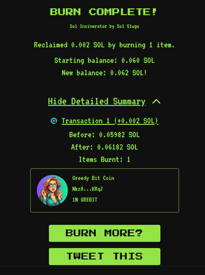 GreedyBitC's tweet image. Burn Day 7