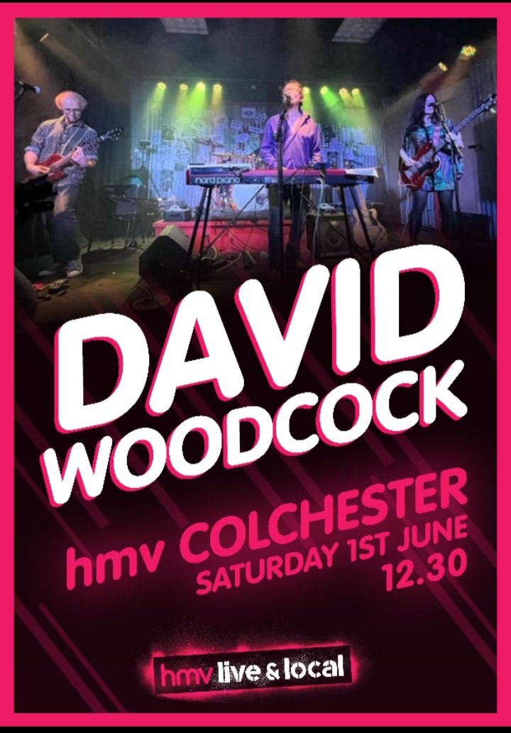 This Saturday from 12.30 #hmvlivendlocal Colchester has @DWoodcock_Music playing a full band set for them. David is from Southend and has 4 albums under his belt with a 5th in the pipeline. Recently played a live session for the Marc Riley and Gideon Coe show on 6 Music.